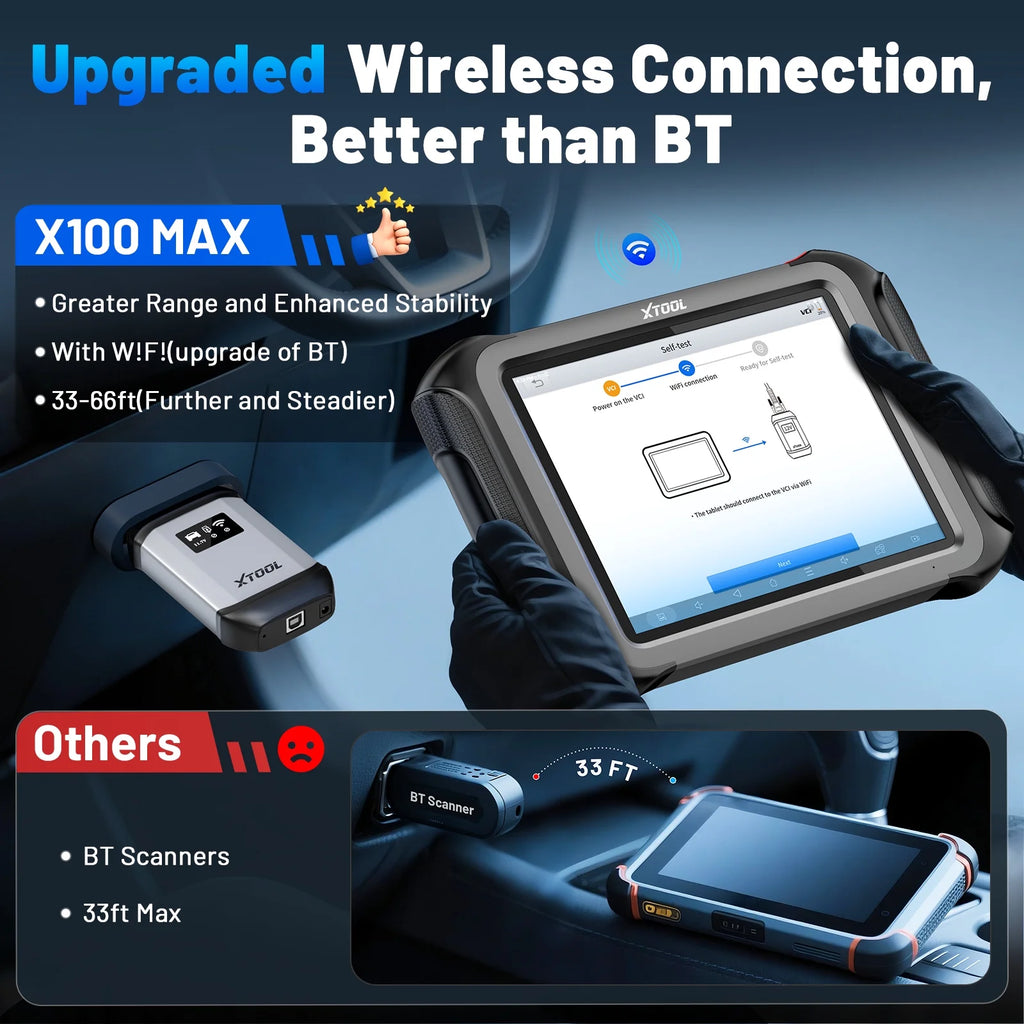 XTOOL X100 Max Automotive Key Fob Programmer Diagnostic Tool, OBD2 Scanner Bi-Directional Scan Tool with KC501, 42 Services