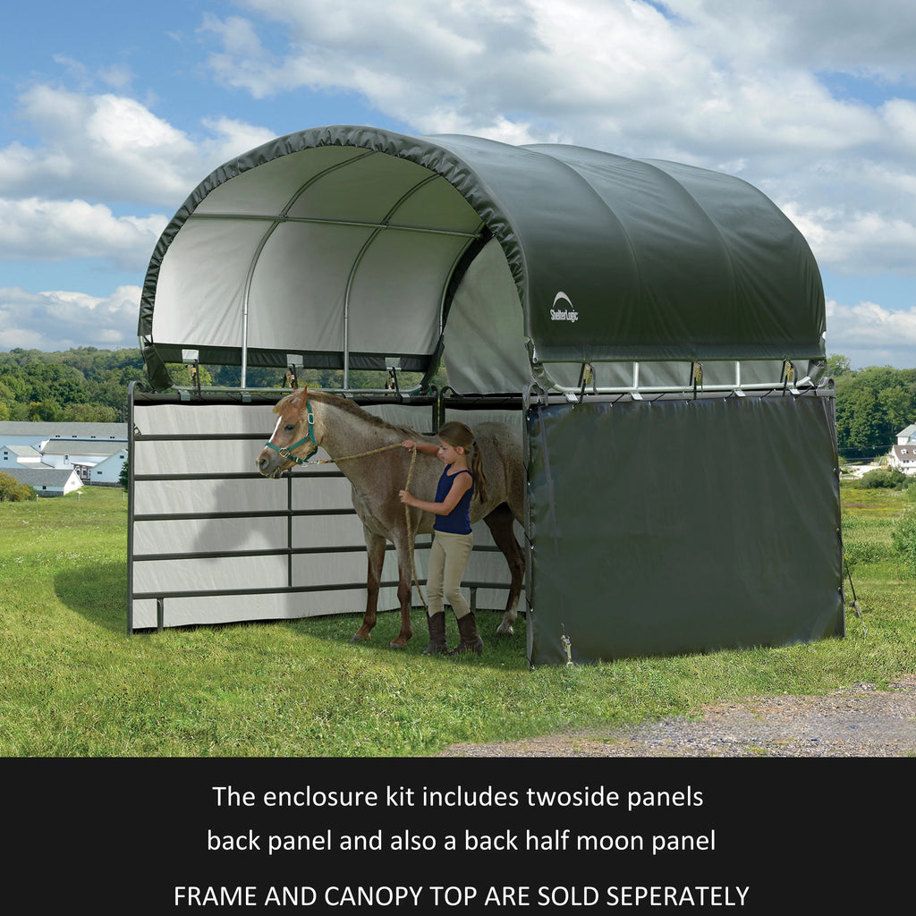 ShelterLogic 12' x 12' Corral Shelter and Livestock Shade Waterproof and UV Treated Universal Cover for Horses, Goats, and Other Livestock (Corral Panels Not Included)