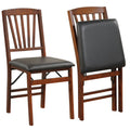 Spaco Set of 2 Folding Chairs with Padded Seat and Rubber Wood Frame-Brown, Lounge Chair, Dining Room Chair for Kitchen, Dining, Bedroom, Living