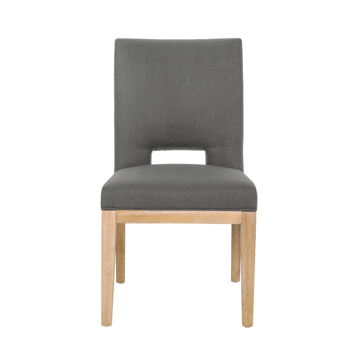 GDF Studio Parkey Contemporary Fabric Upholstered Dining Chairs, Set of 2, Deep Gray and Weathered Natural