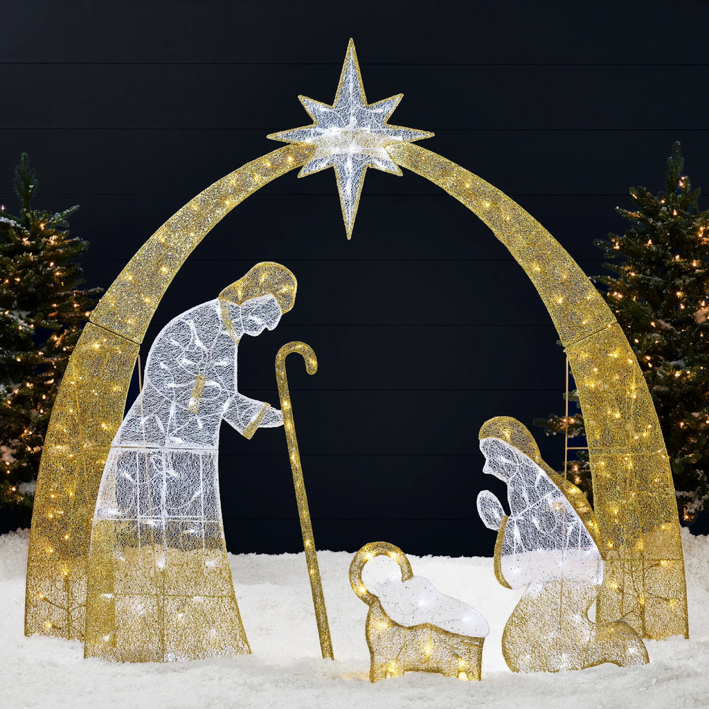 Best Choice Products 4.5ft Lighted 2D Christmas Nativity Scene Outdoor Yard Decor w/ 115 Twinkling LED Lights