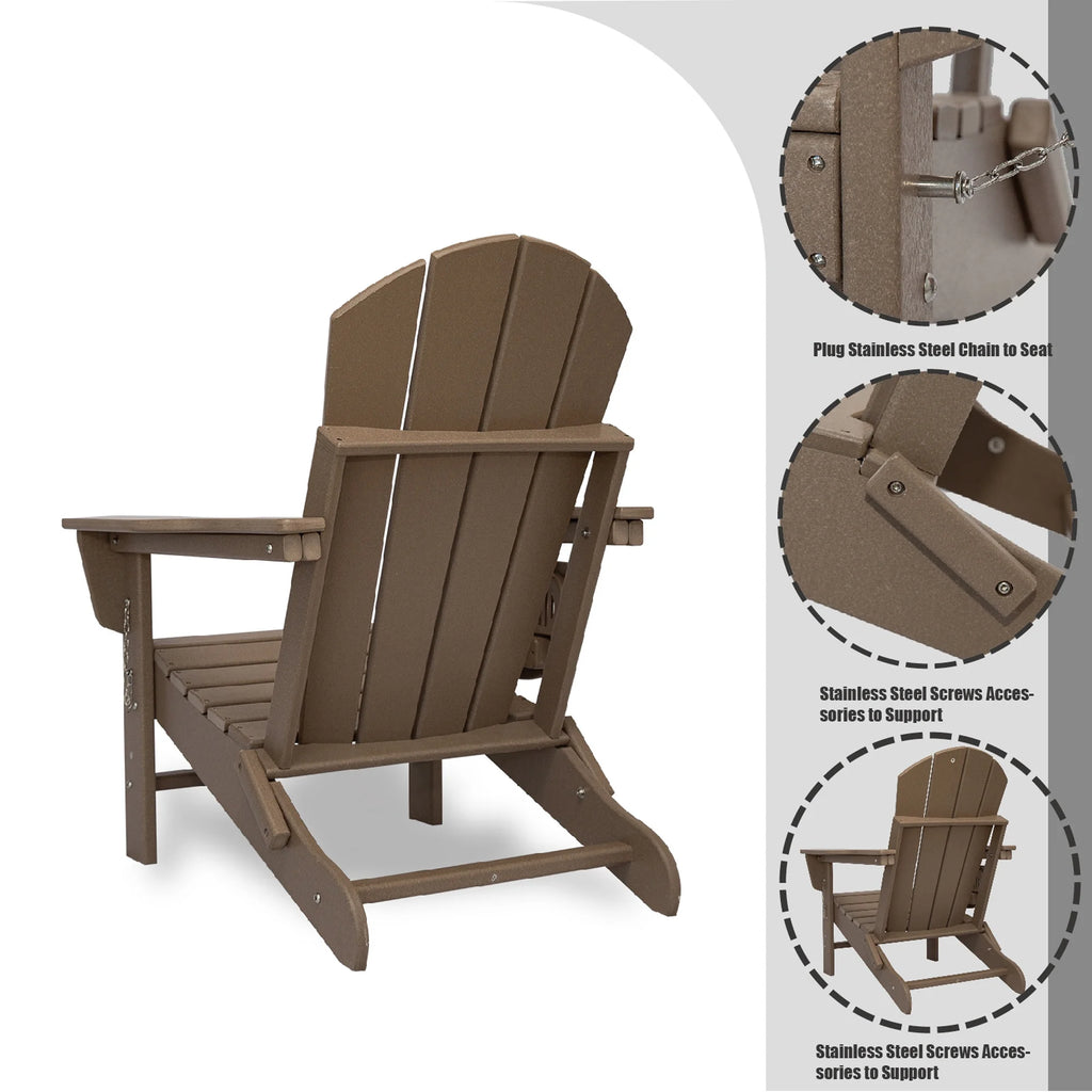 FOOWIN HDPE Plastic Adirondack Chairs Set of 4, Black