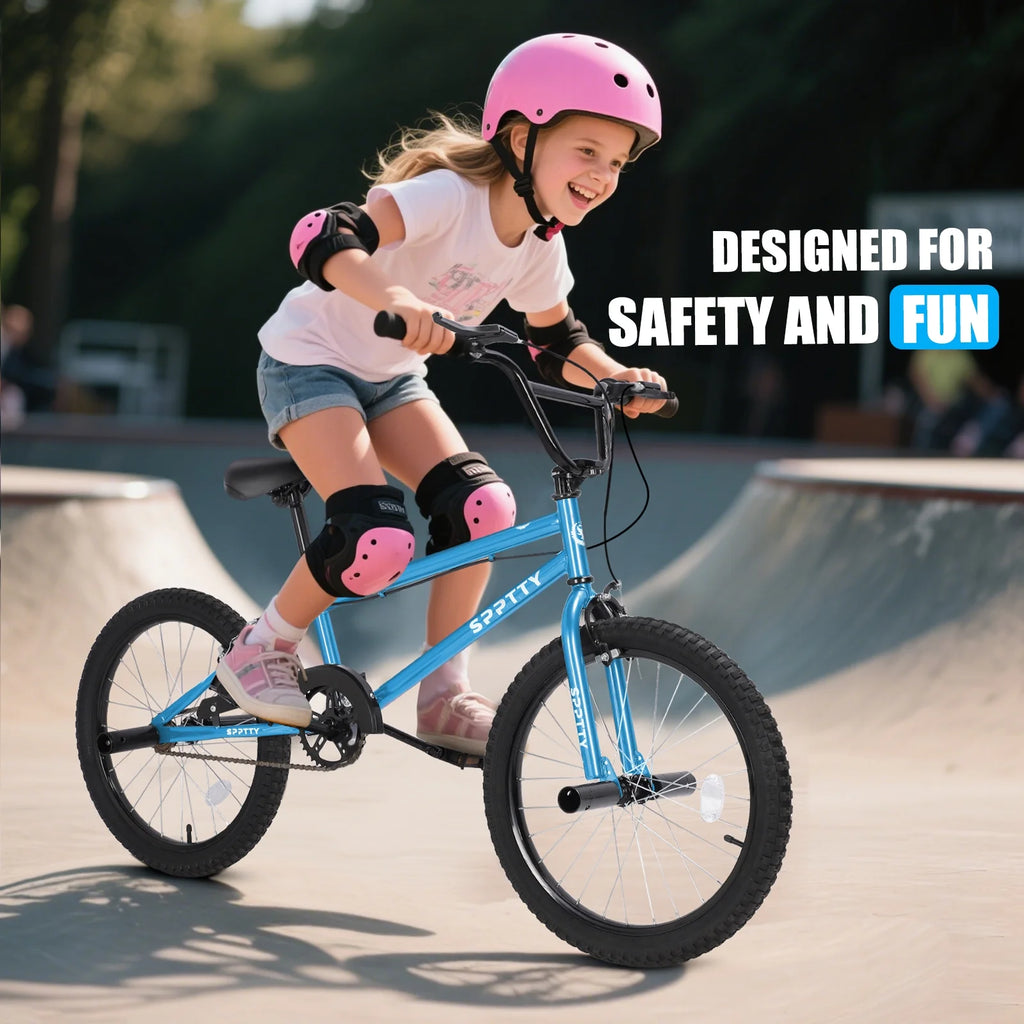 SPPTTY 20" Freestyle BMX Bike with 4 Pegs,Kids Bicycle for Teen Beginner, Age 7-14 Years,Multicolor