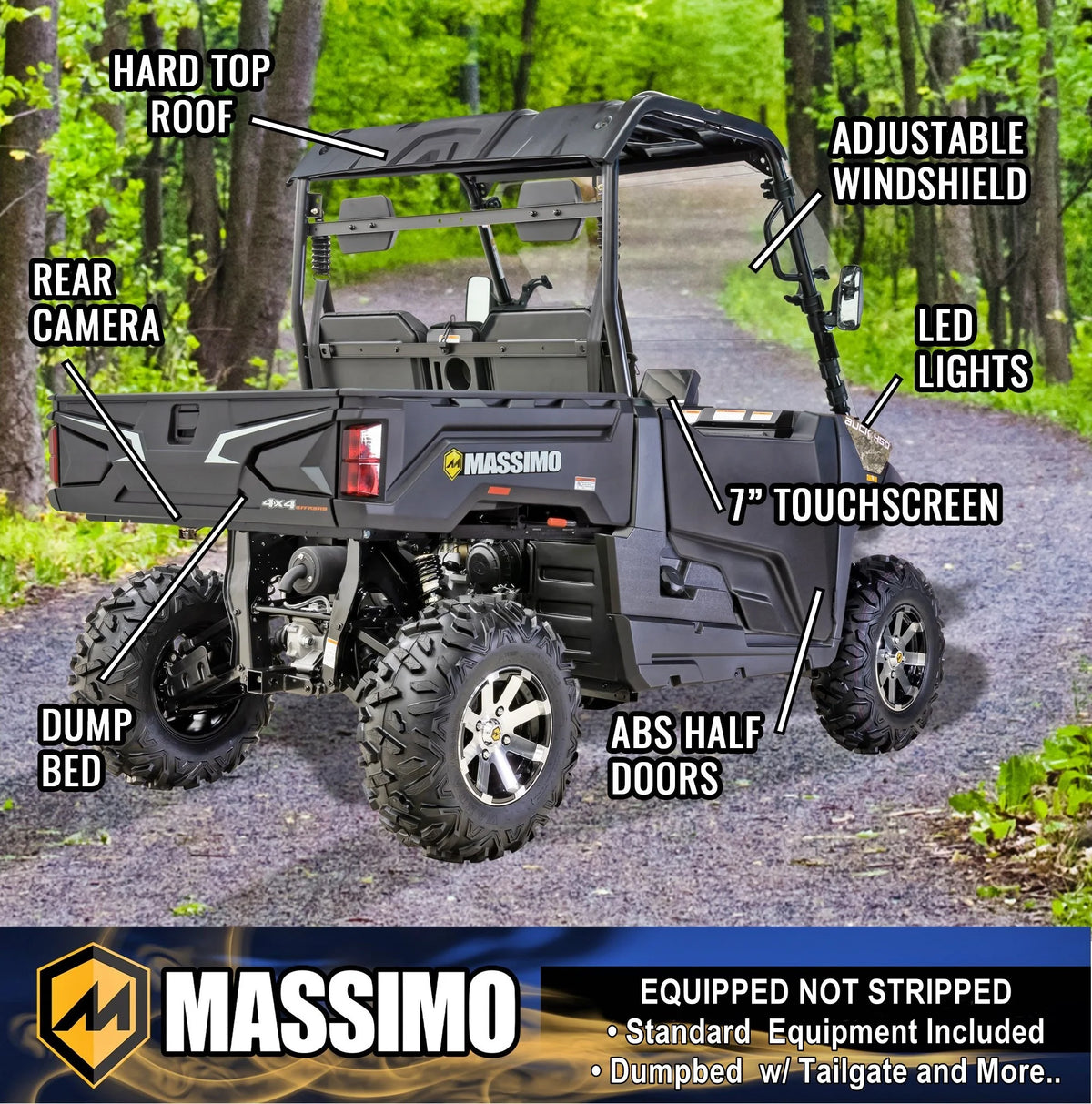 Massimo Buck 450 Side by Side UTV, EFI, 4 Stroke, 325cc, 25.5 HP, 4X4, 3000lb Winch - Red