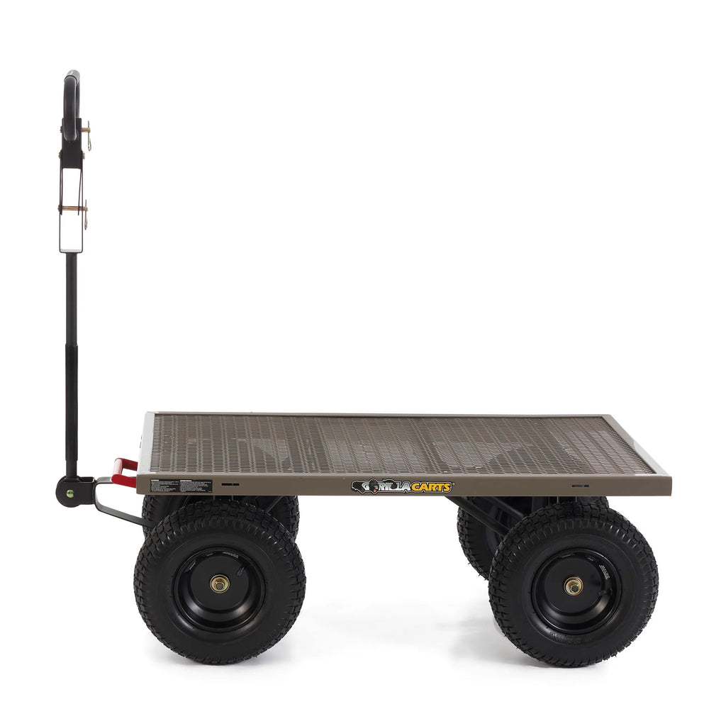 Gorilla Carts Towable Steel Dump Cart w/ Removable Side Panels, 1200 lb Capacity, Gray