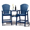 Tall Adirondack Chairs Set of 2，Outdoor Adirondack Barstools with Double Connecting Tray Patio Stools Weather Resistant for Outdoor Deck Lawn Pool Backyard,Grey