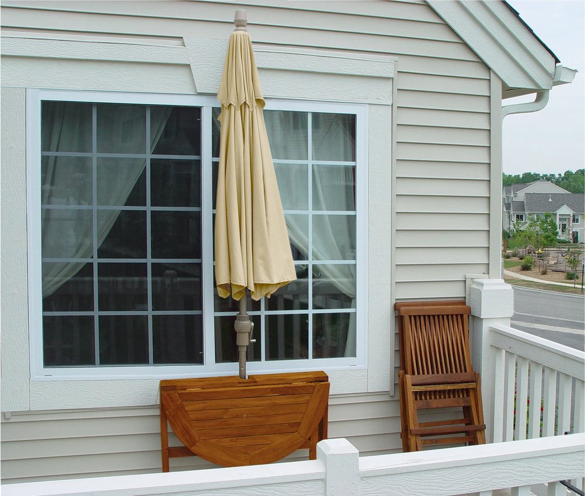 OFF-THE-WALL BRELLA Sunbrella Half Umbrella, 9'-Width, Teak Canopy