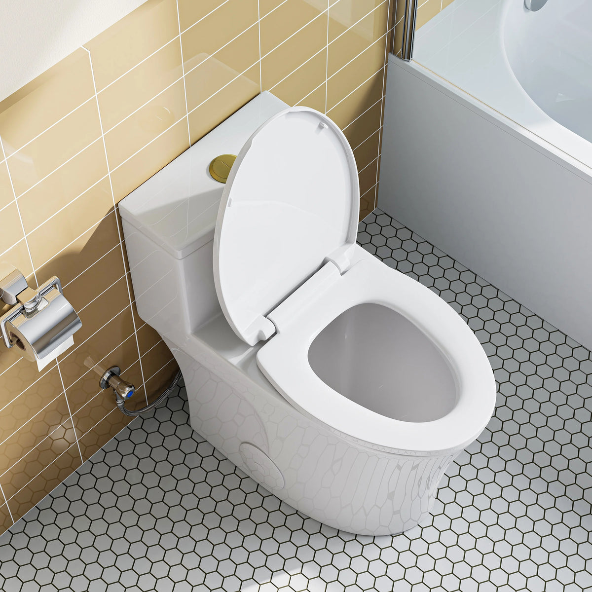 HOROW Compact One Piece Toilet with Comfort Seat ADA Height 17.3" Elongated Dual Flush 0.8/1.28 GPF