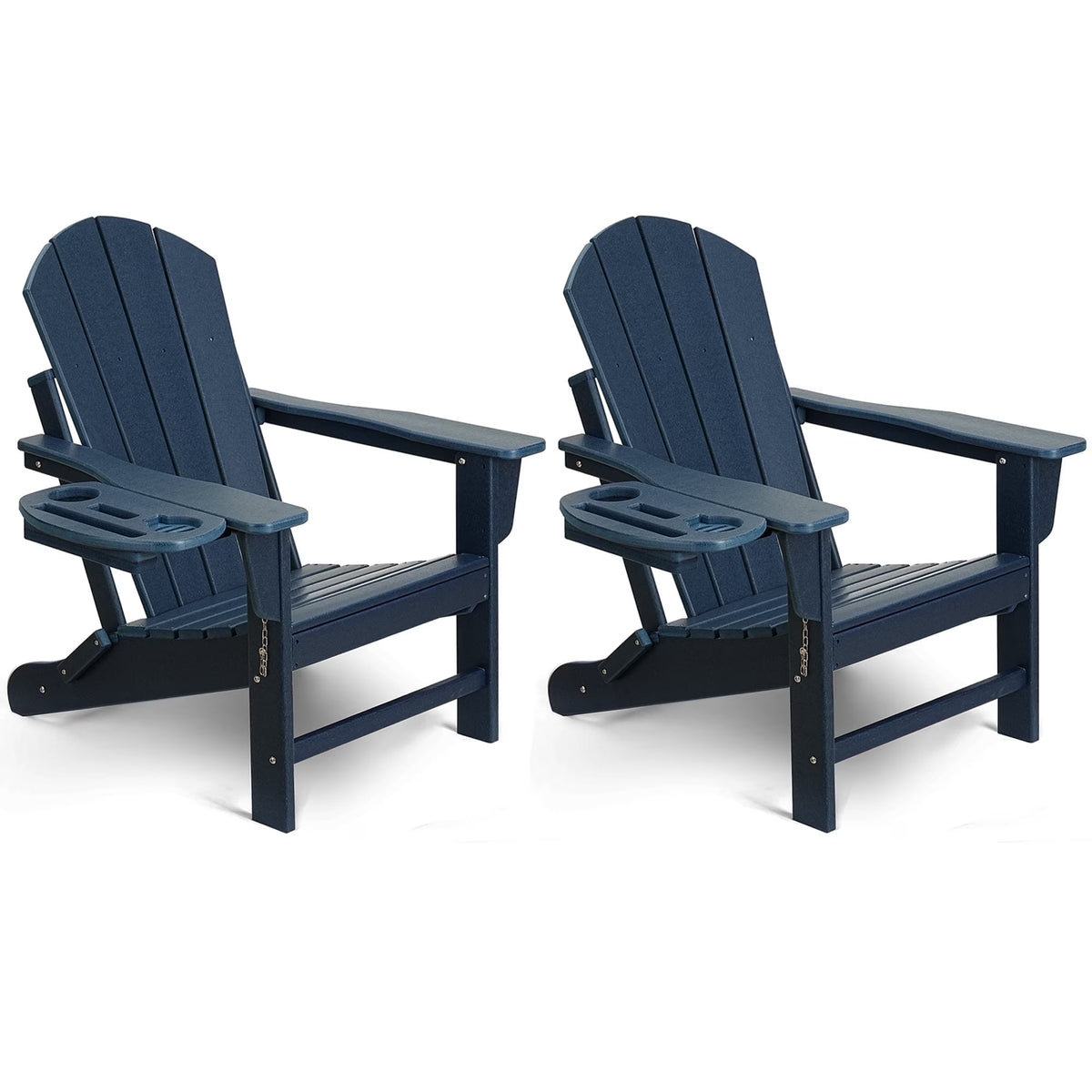 FOOWIN HDPE Plastic Adirondack Chairs Set of 4, Black