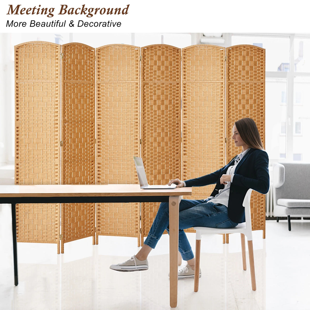 3-Panel Room Divider, 6 ft Office Partition Walls Wood Divider Folding Portable Privacy Screen, Room Dividers and Folding Privacy Screens for Home, Room Separator Wall Dividers,Black