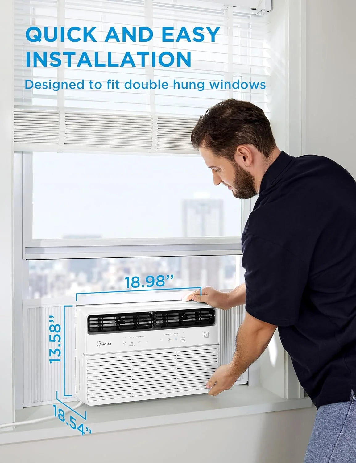 Midea MAW14S1VWT-T 14,000 BTU Smart Inverter Window AC Unit w/ APP, Remote, Cools up to 700 Sq Ft, White