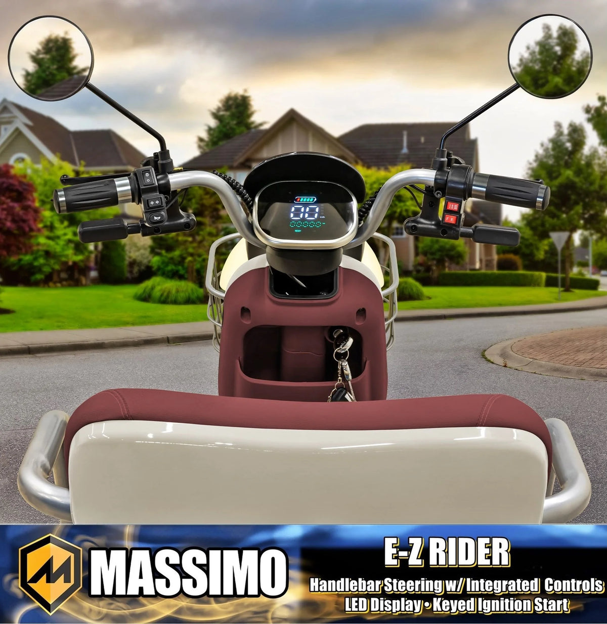 Massimo MGC E-Trike 3-Wheel Electric Cart �C 17 MPH, 2-Seater Adult Scooter �C Blue