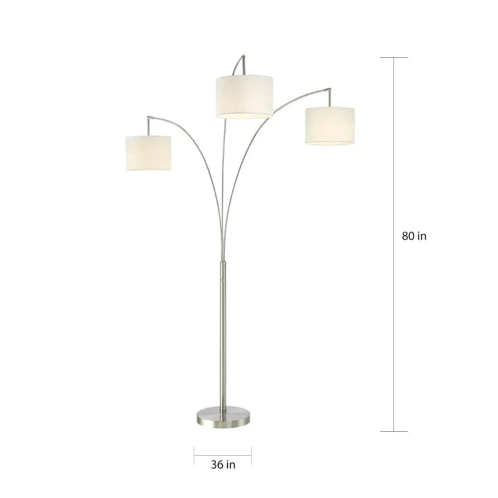 Artiva  USA Lumiere Modern LED 3-arched Brushed Steel 80-inch Floor Lamp with Dimmer - N/A