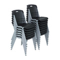 Lifetime Steel Framed Indoor/Outdoor Commercial Grade Stacking Chairs, Black & Silver, (Set of 14) 80569