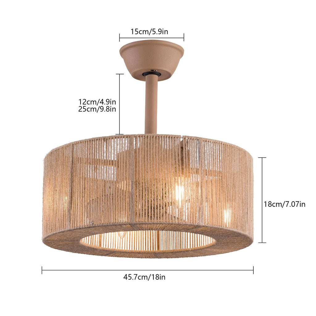 Caged Ceiling Fan Light 6 Speeds Living Room Chandelier Hanging Lamp with Remote
