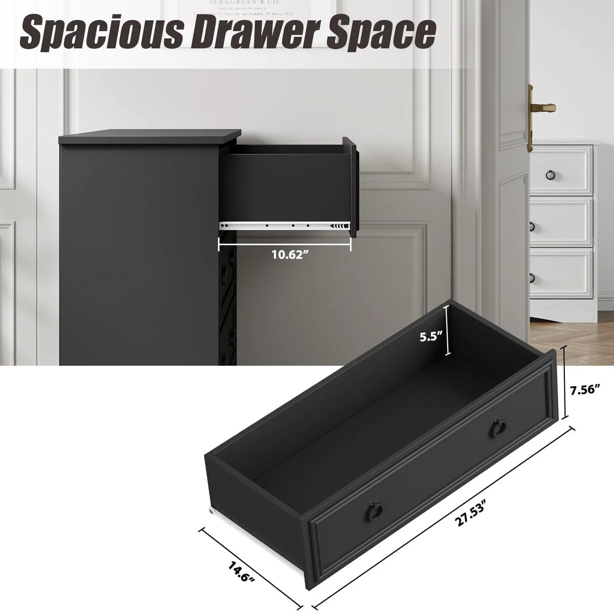 LGHM 4 Drawer Dresser, Modern Wood Chest Dresser for Bedroom Livingroom Gray