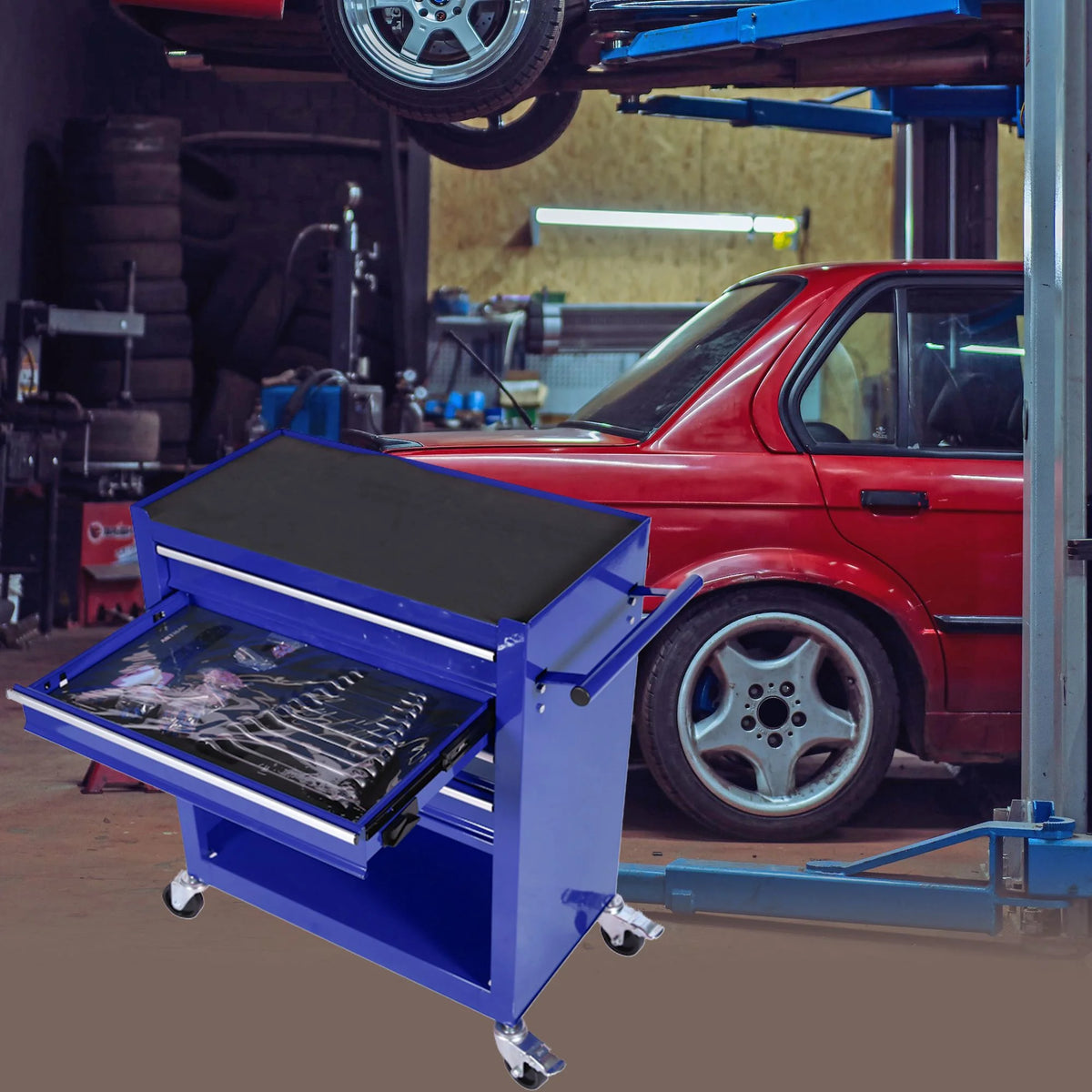 Roromall Rolling Tool Chest Removable Metal Tool Cart Storage Cabinet Tool Set with 4 Wheels Drawers and Tools