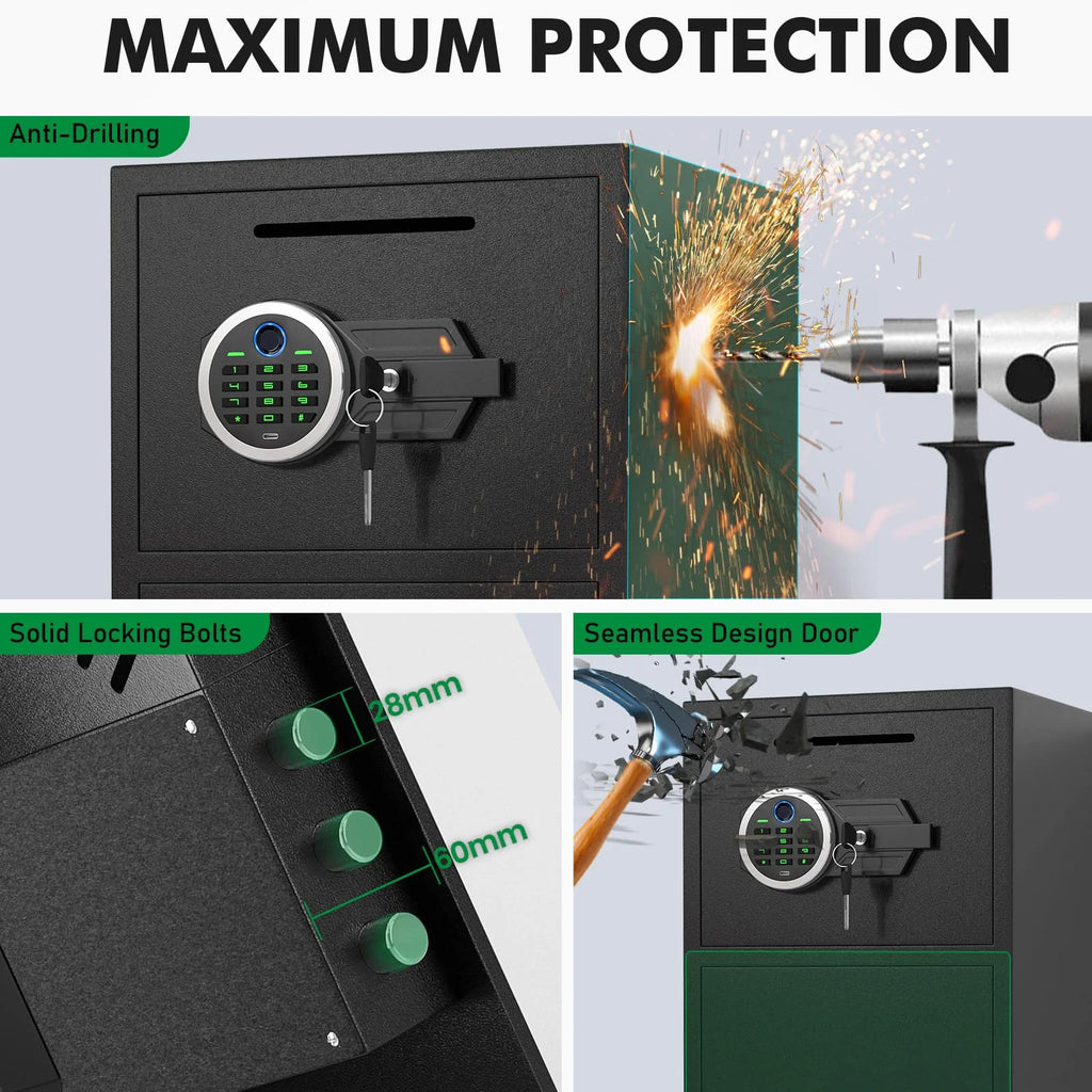 karbeen 7.0 Cu ft Large Safe Box Fireproof Waterproof, Digital KeypadHome Safe with Deposit Slot & Dual Alarm System, Money Safe With Mute Function and LED Light, Security Box for Money Valuables