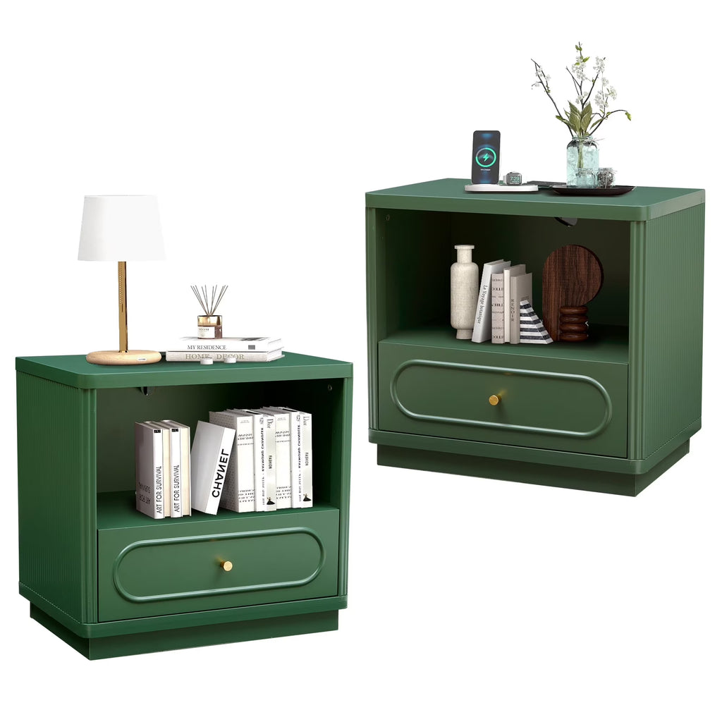 YOCWO 3 Drawer Nightstand, Classic Chest of Drawers with Arc Edge, Walnut