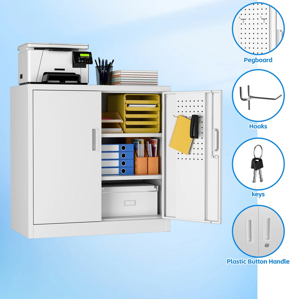 GANGMEI 72 Inches Tall Metal Garage Storage Cabinets with 5 Adjustable Shelves, Lockable Steel Black Storage Cabinet with Doors for Office, Home, School, Shops, Garage, Assembly required