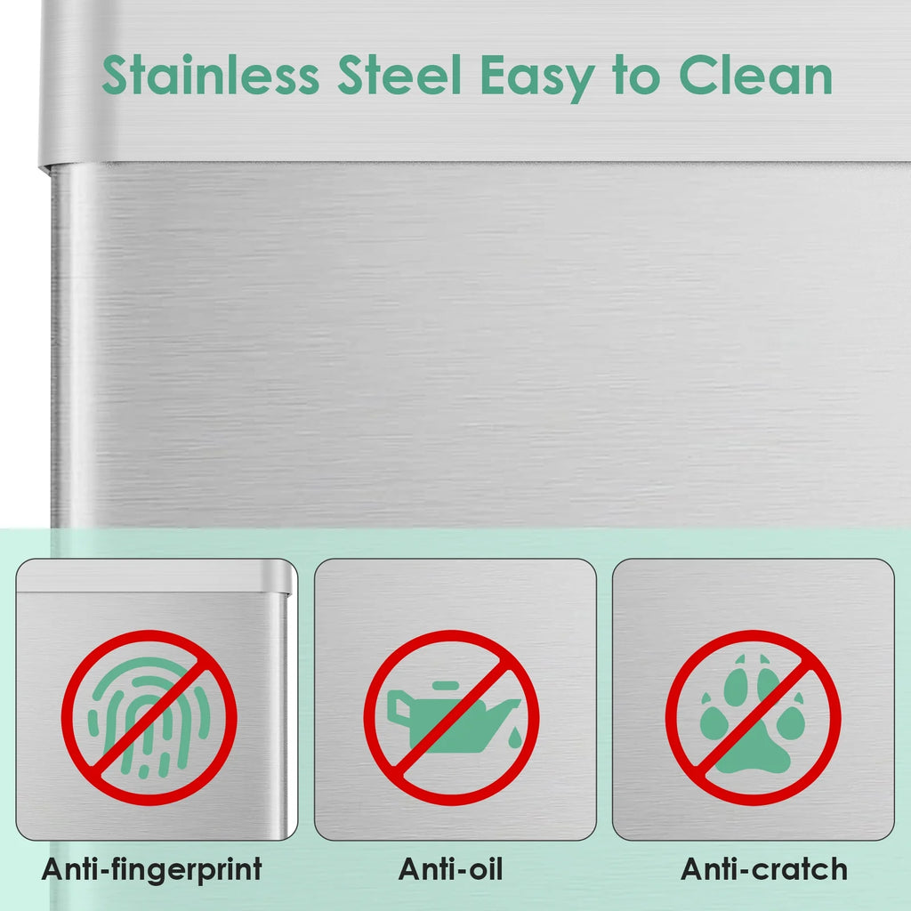 LAZY BUDDY 60 Liter / 16 Gallon Stainless Steel Motion Sensor Trash Can for Kitchen, Bathroom, Rectangular