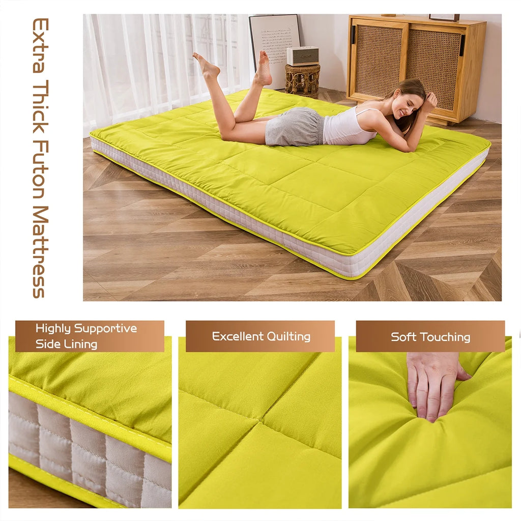 Futon Mattress, Padded Japanese Floor Mattress Quilted Bed Mattress Topper, Extra Thick Folding Sleeping Pad, Dark Grey, Twin