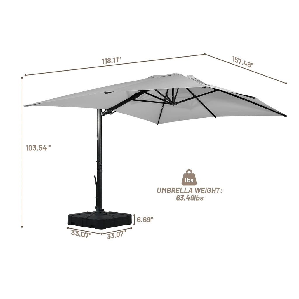 Boyel Living 10 x 13 FT Cantilever Patio Umbrella, Outdoor Rectangle Offset Umbrella with 360°Rotation, Heavy Duty Patio Hanging Umbrella with Base for Garden Pool Backyard, Navy Blue