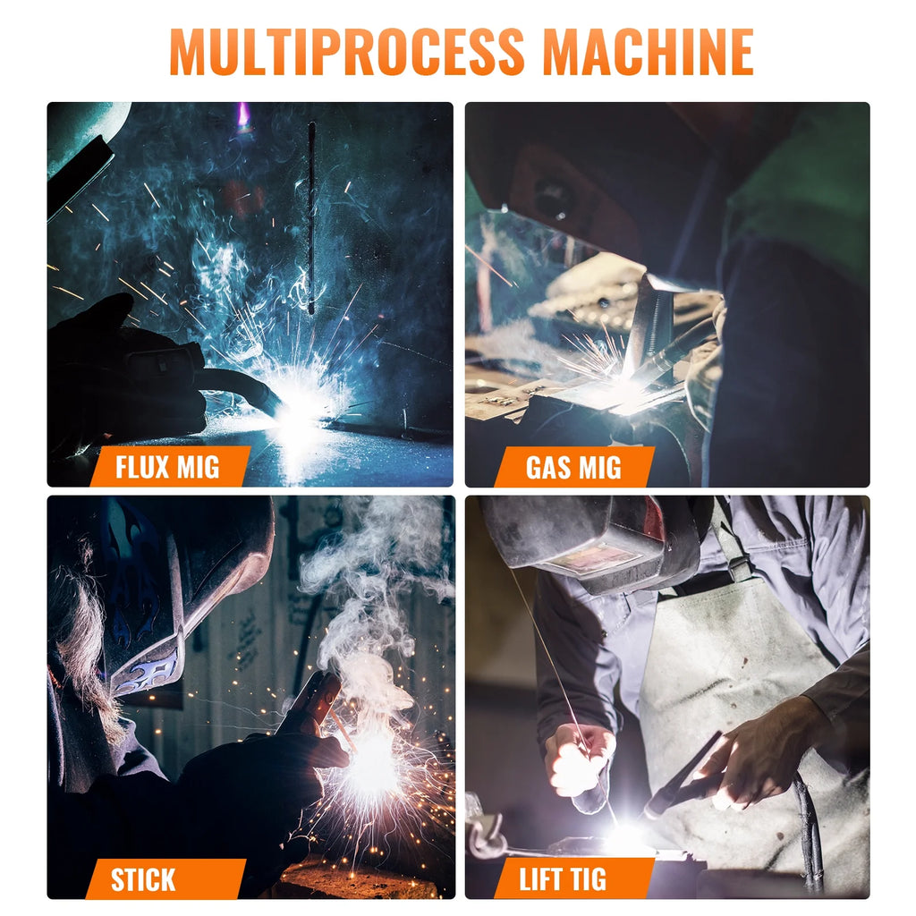 HITBOX Aluminum MIG Welder, 200Amp Dual Pulse MIG Welder 110/220V, Gas /Gasless MIG Lift TIG MMA Stick Welding Machine