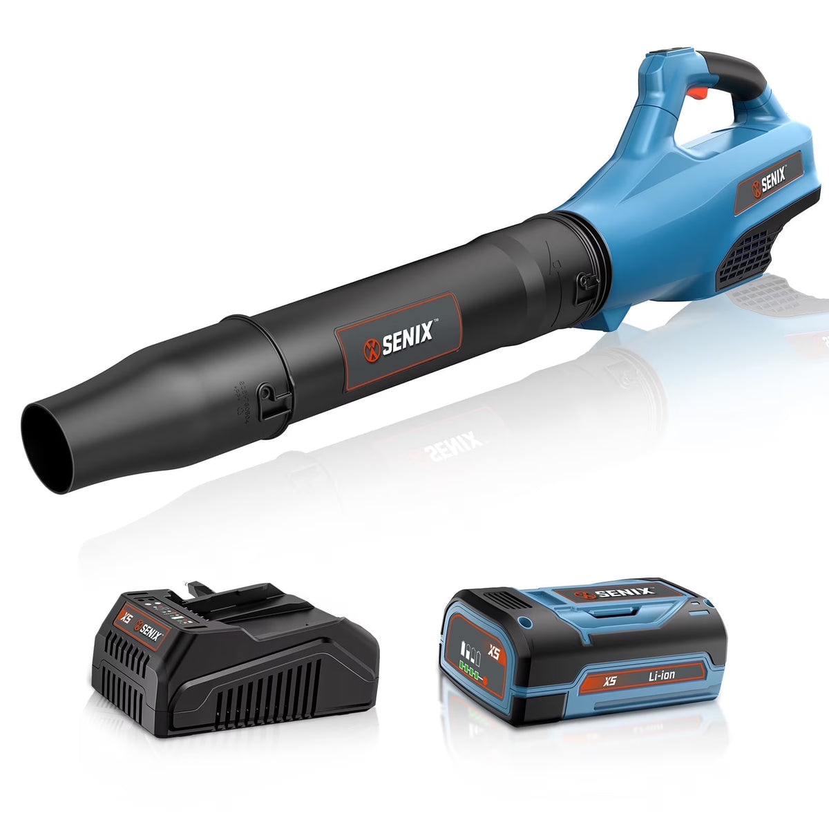 SENIX X6 60V Max* Brushless Cordless Leaf Blower with 4.0 Ah Battery and Charger, Variable Speed Up to 810CFM 170MPH, BLAX6-M1