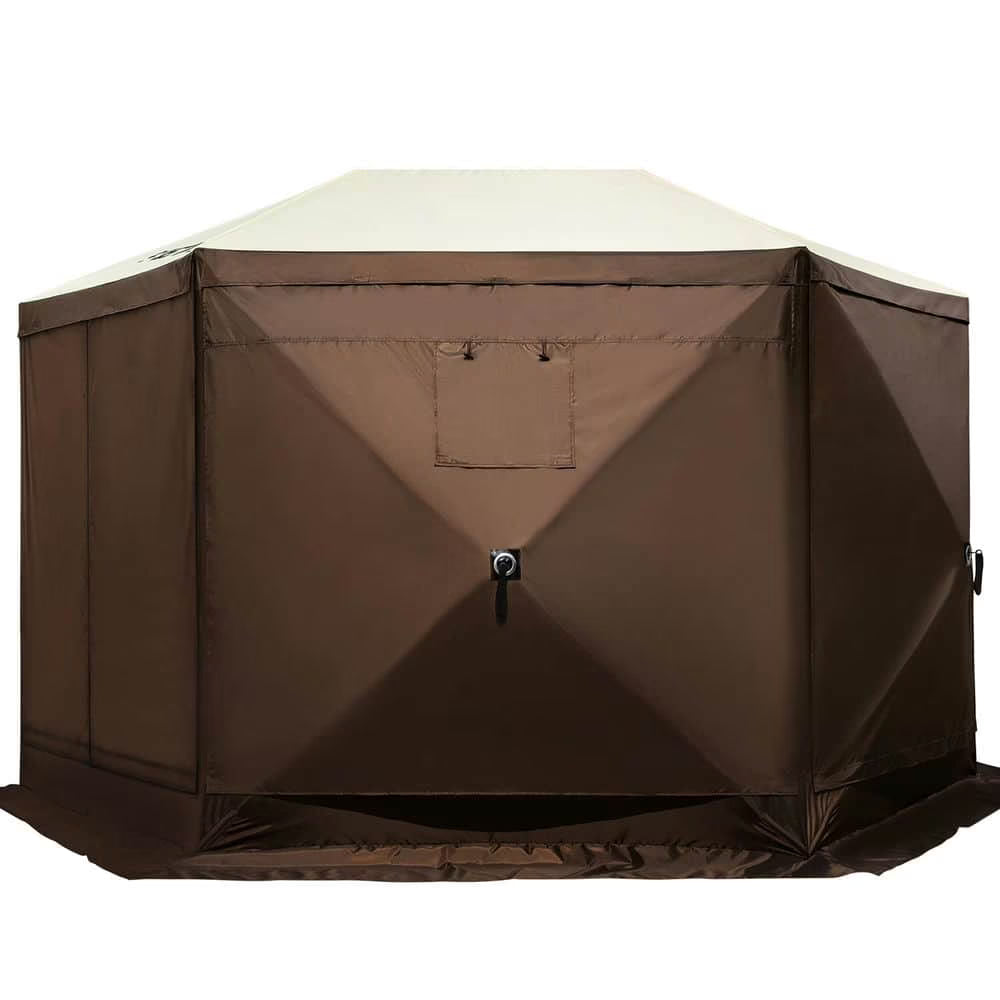 Topcobe 12*12ft Camping Screen Tent, 6 Sided Pop-up Canopy Shelter Tent with Mesh Windows, Large Shade Tents for Outdoor Camping, Lawn and Backyard, Portable Carry Bag
