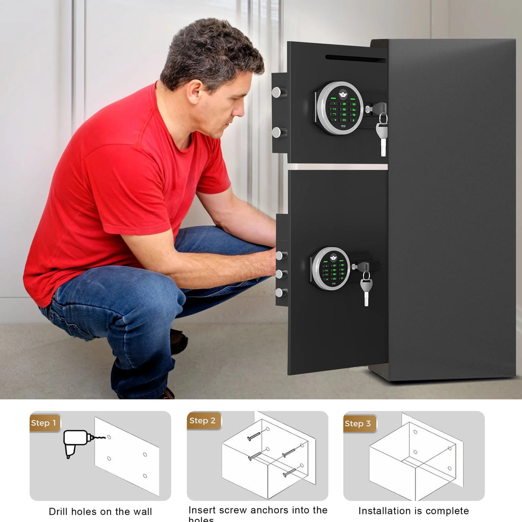 Silkight Safe - 6.0 Cu ft Home Safe Box - Fireproof Safe Depository Drop Safe with Backlit Keypad & Alarm System for Business Home Money Safe