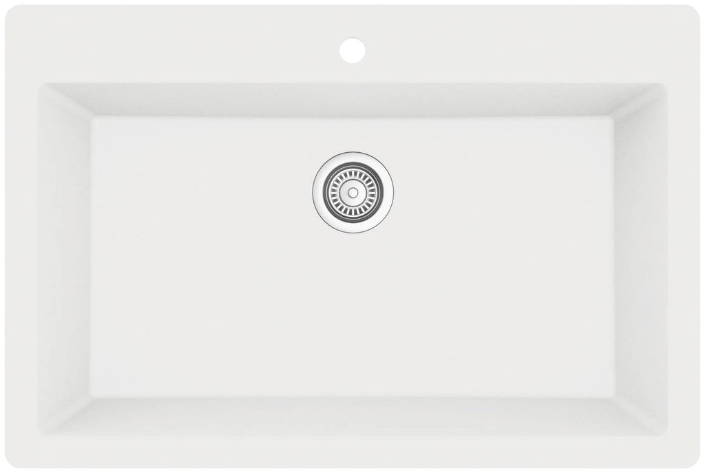 Karran Usa Qt-812 Quartz Qt 33" Drop In Single Basin Quartz Composite Kitchen Sink - White