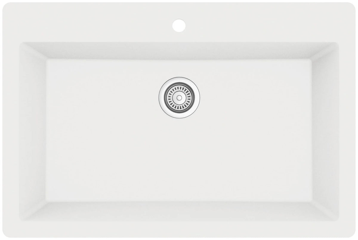 Karran Usa Qt-812 Quartz Qt 33" Drop In Single Basin Quartz Composite Kitchen Sink - White