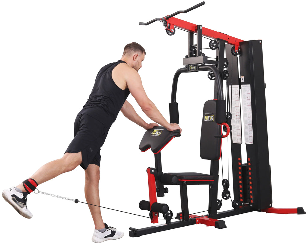 Fitvids LX750 Home Gym System Workout Station with 330 Lbs of Resistance, 122.5 Lbs Weight Stack, One Station, Comes with Installation Instruction Video, Ships in 5 Boxes