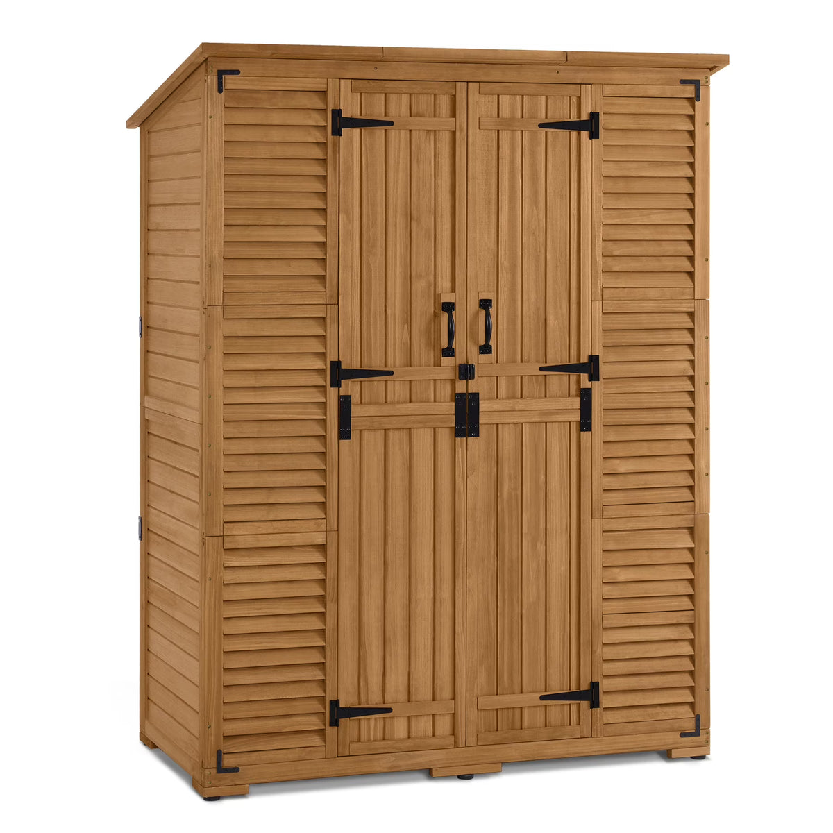 MCombo Large Outdoor Storage Shed with 6 Shelves, Outside Tool Wooden Storage Cabinet, 1738