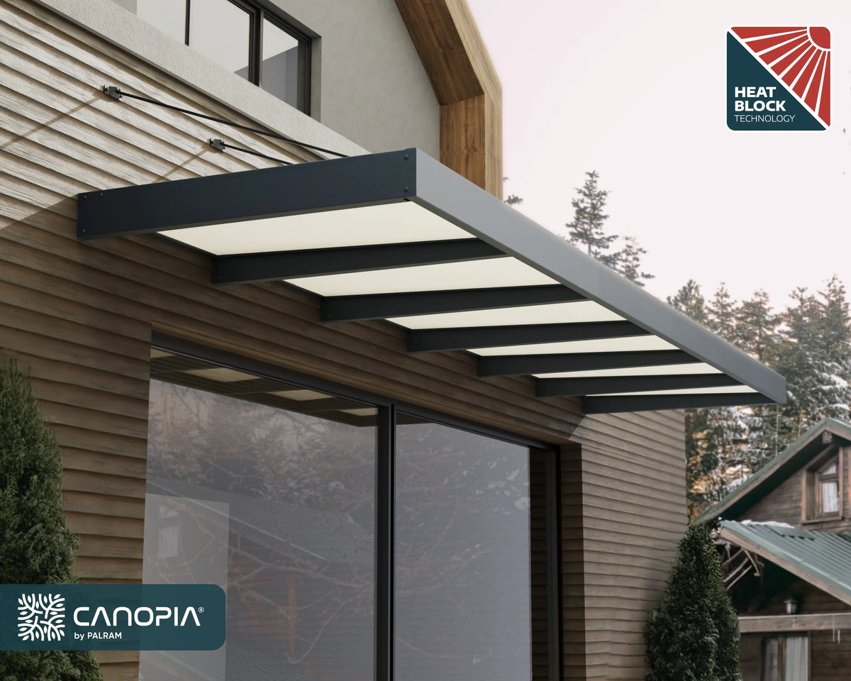 Palram - Canopia Sophia XL 2000 6' x 5' Acrylic Awning - Gray/Mist