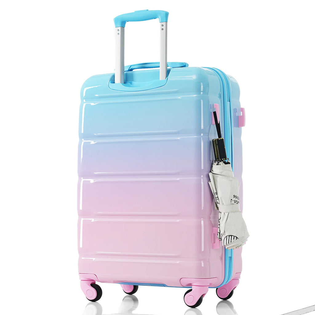 PAPROOS 3-Piece Luggage Set (20''/24''/28''), Hardshell Lightweight Suitcase with USB Port and Side Hooks, Travel Luggage with TSA-Lock, Hardside Rolling Luggage for School, Travel, Pink