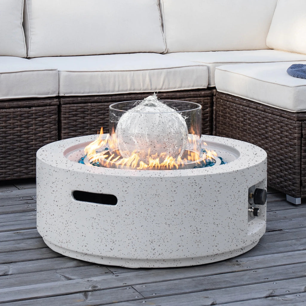 COSIEST 29.3-inch 50,000 BTU Outdoor Propane Fountain Round Fire Pit Table