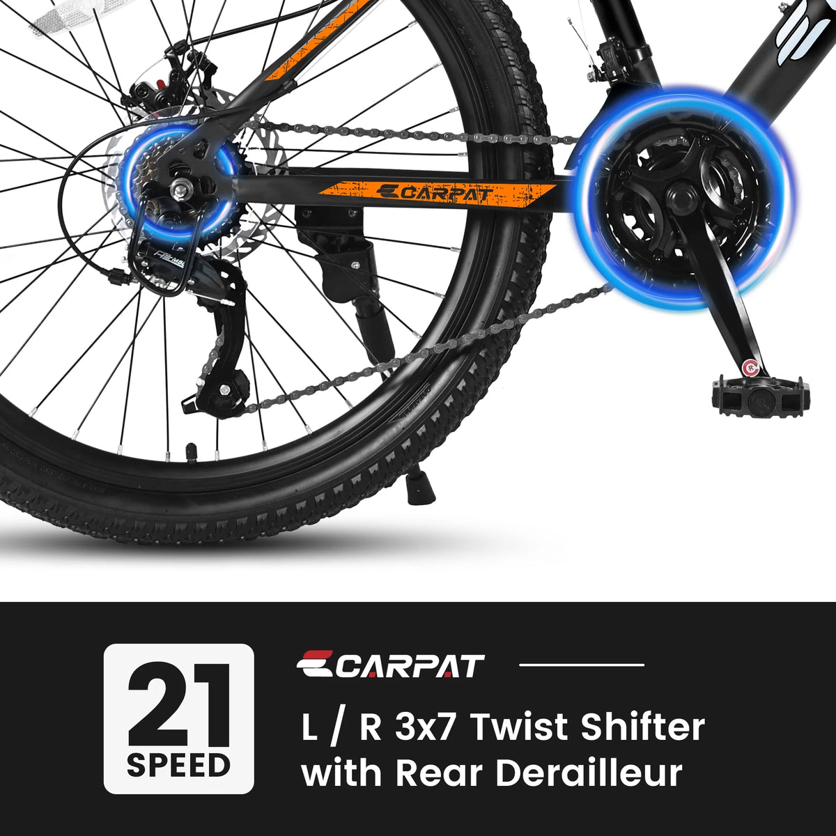26 inch Mountain Bike for Men, Adult Mountain Bike with Shimano 21 Speed & Disc Brakes, Black Orange