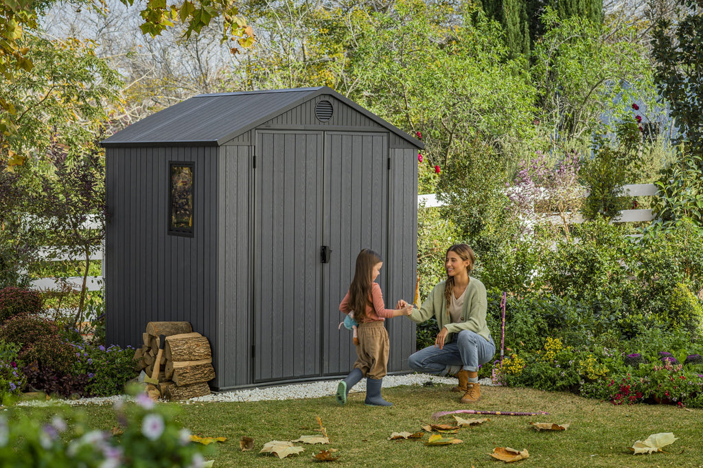 Keter Outdoor Storage Shed, Durable Resin, Compact & Portable, Store-It-Out Darwin, Grey