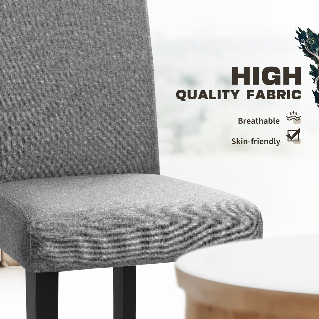 Furmax, Set of 4 Upholstered Dining Chairs with Wooden Legs, Fabric, Gray