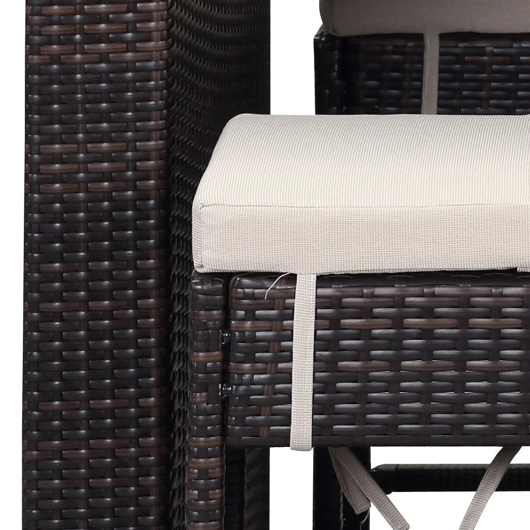 SAFAVIEH Outdoor Collection Sanders Outdoor Bar Set Titanium/Sand