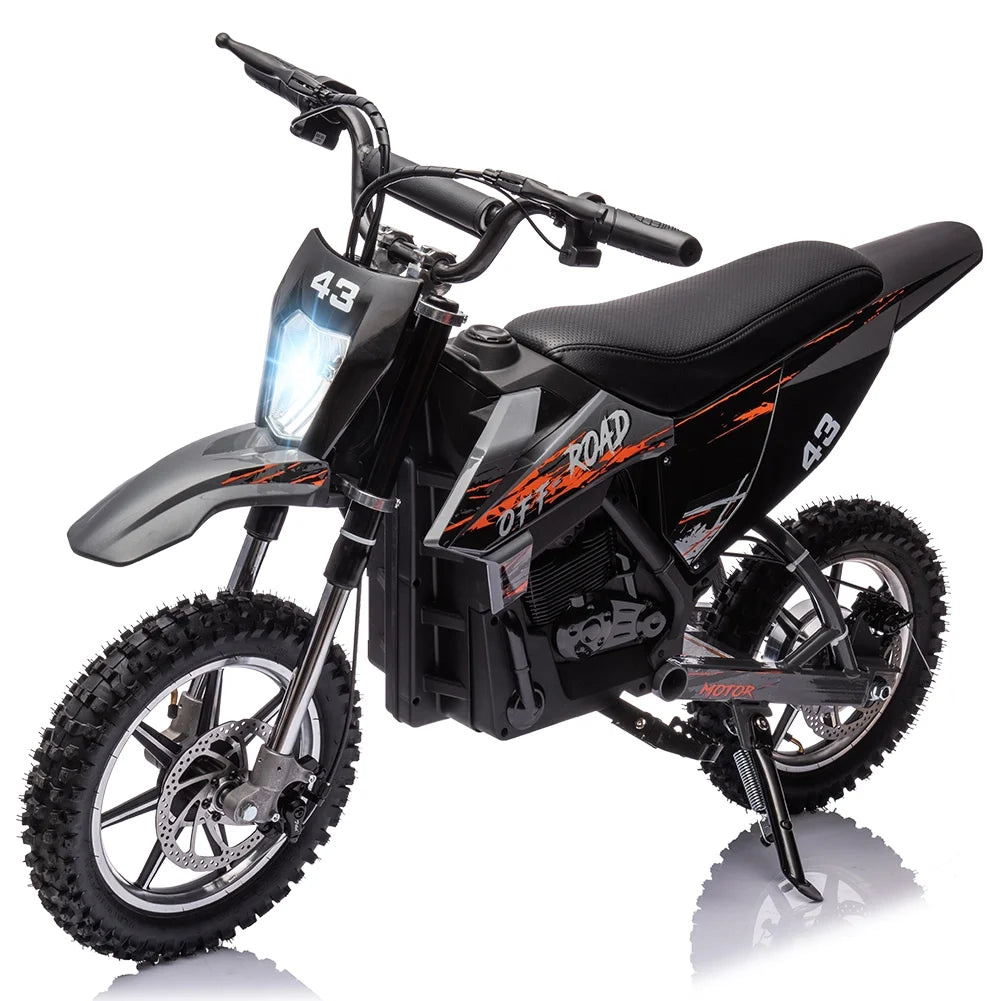 COZONY 36V Kids Electric Dirt Bike,15.5MPH Kids Electric Motorcycle W/ 350W Brushless Motor��LED lights, Air-Filled Tires, Leather Seat,Disc Brake,Max Load 175 Lbs,for Kids Ages 14+ Teenagers, Black