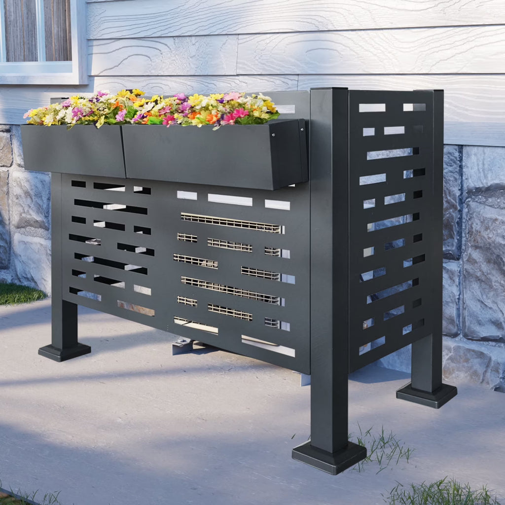 Metal AC Unit Privacy Fence Cover Panel - Outdoor Air Conditioner Hide Fence for Concealing HVAC Units