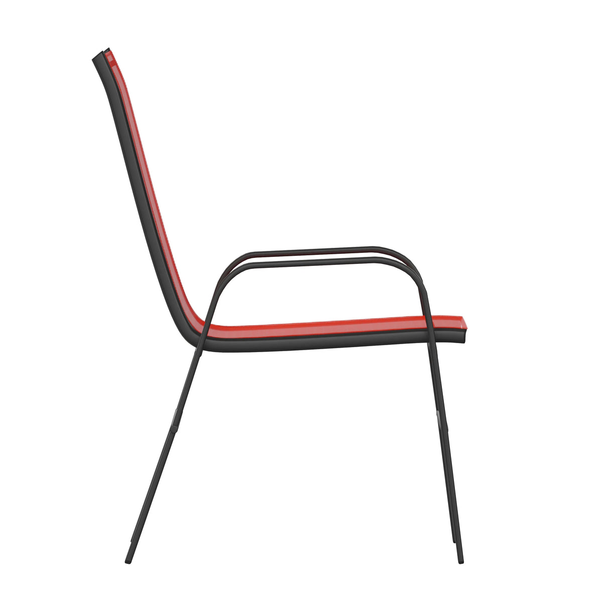 Emma + Oliver 4 Pack Gray Outdoor Stack Chair with Flex Comfort Material - Patio Stack Chair