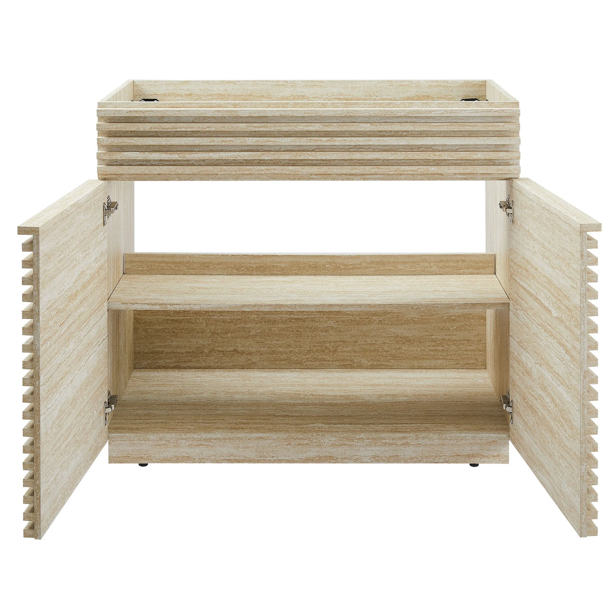 Modway Render 36" Faux Travertine Bathroom Vanity Cabinet (Sink Not Included) in Travertine