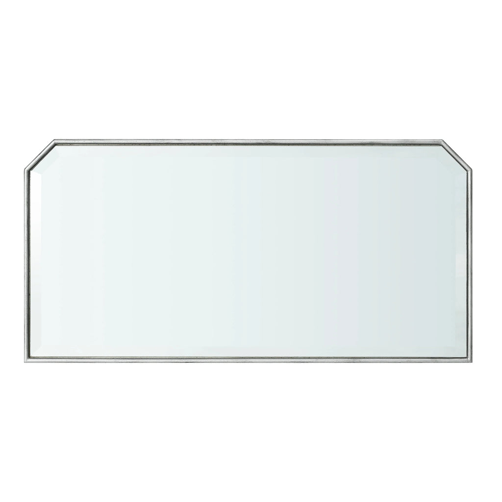 Powell Deville 2-Door Single Drawer Indoor Console Table with Shelves, Mirrored Surfaces and Luxe Silver Wood