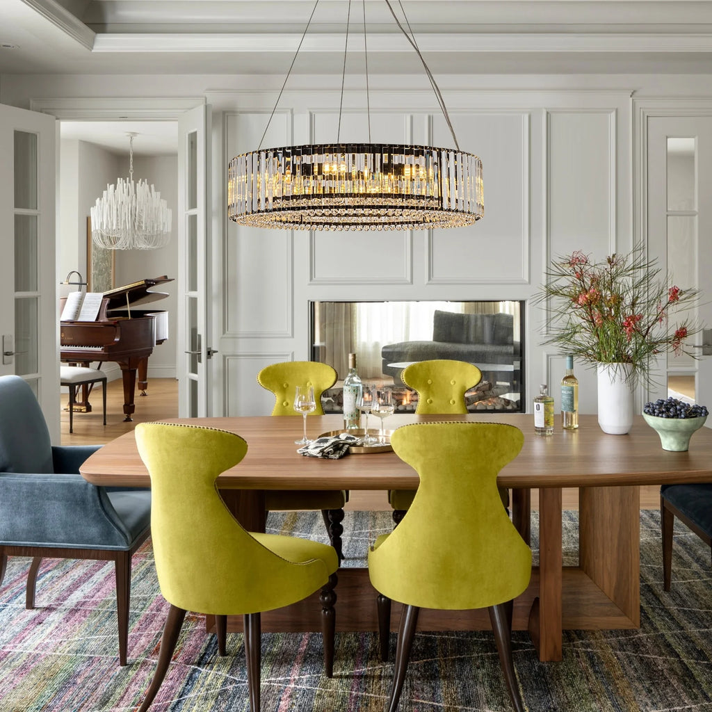 OYIPRO  6 - Light 19.7" Modern Round Crystal Chrome Chandelier Chrome Chrome