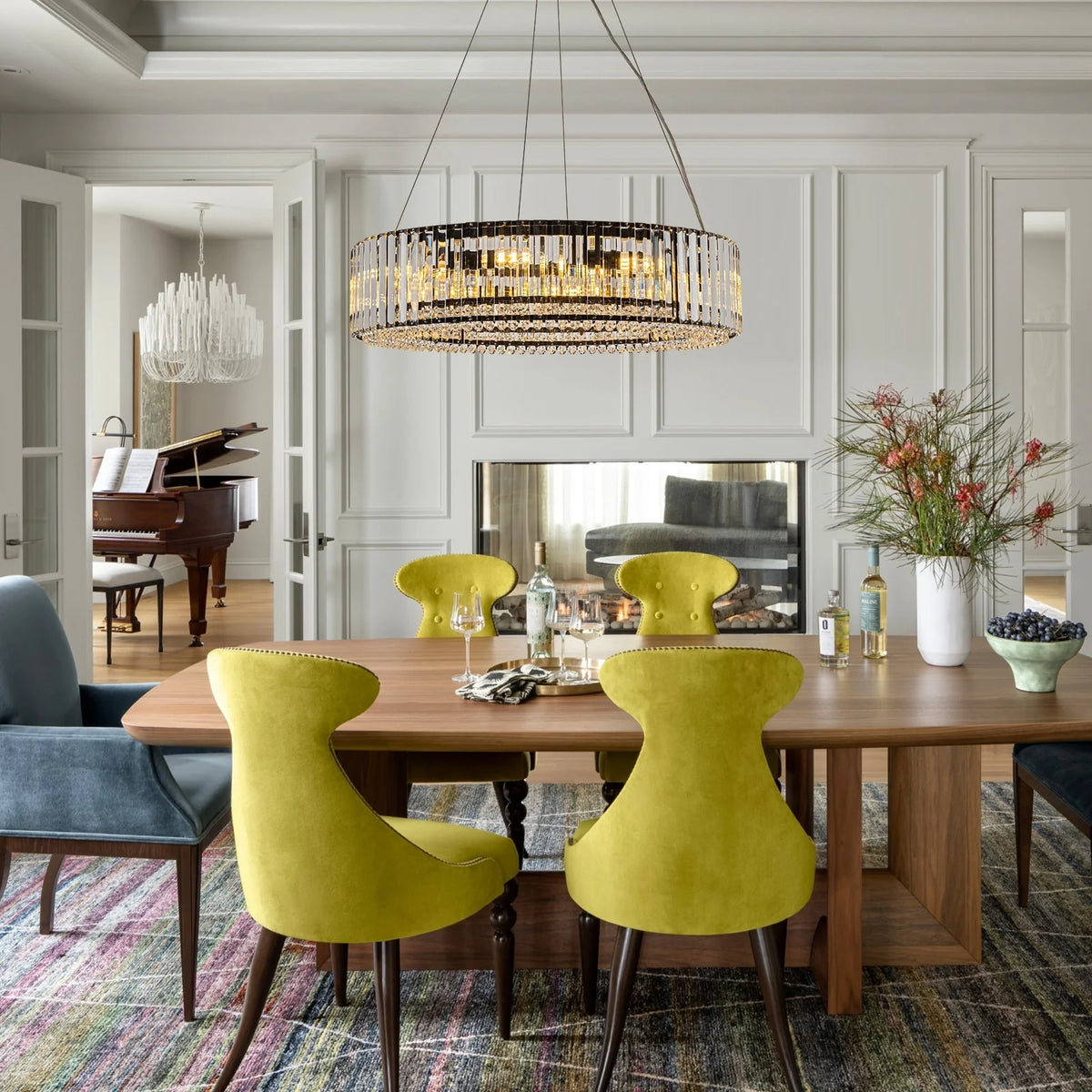 OYIPRO  6 - Light 19.7" Modern Round Crystal Chrome Chandelier Chrome Chrome