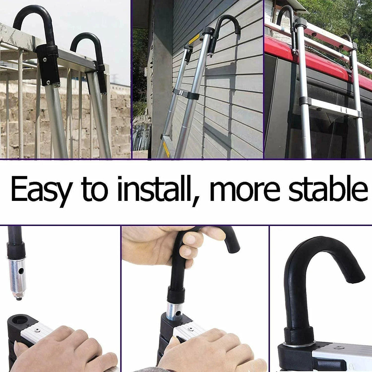 Jupiter Multi-Purpose Telescoping Extension Ladder with 2 Detachable Hooks, 20 ft, Aluminum Silver